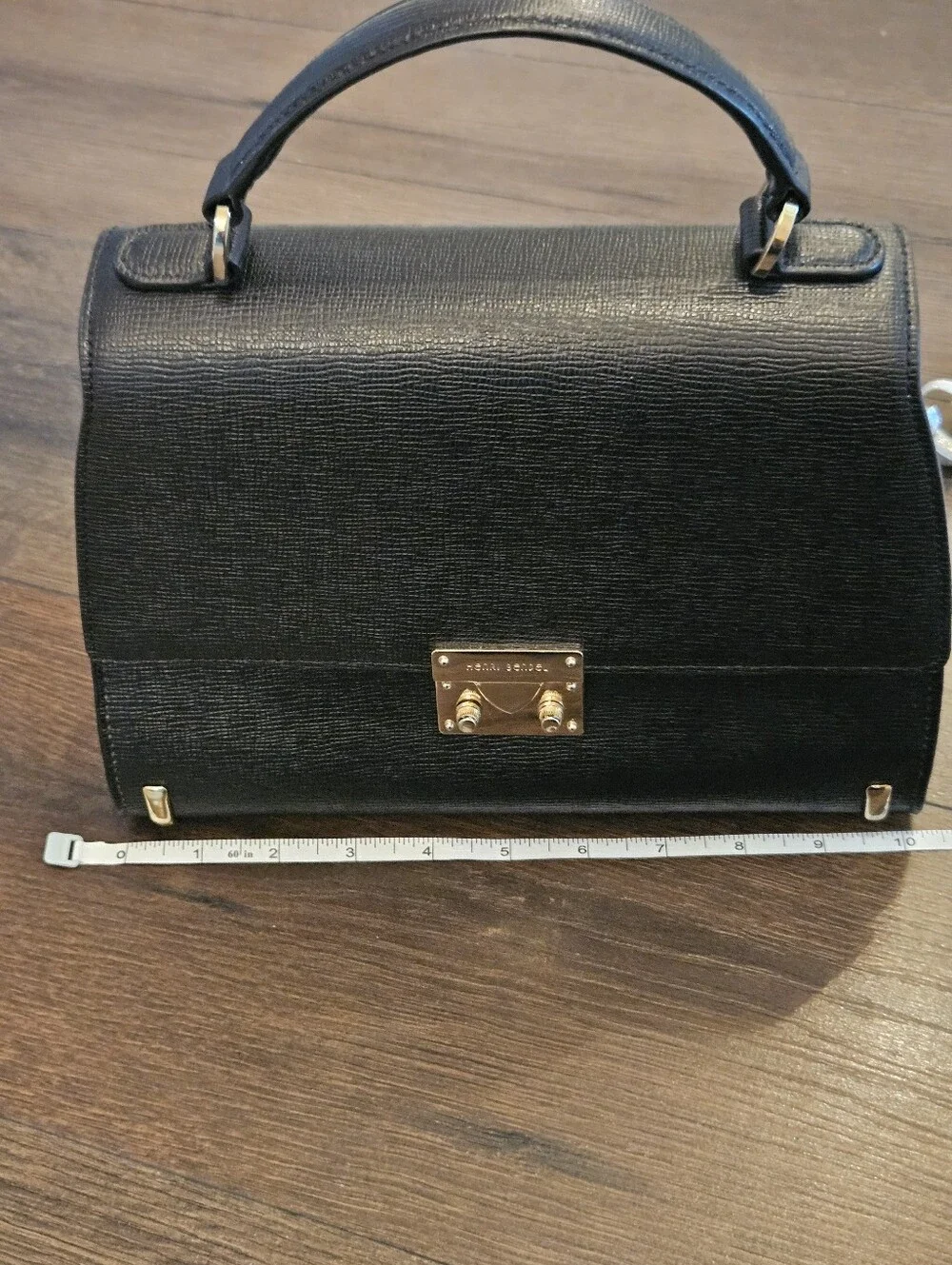 Henri Bendel West 57th Black Leather Satchel Crossbody Top Handle Bag Dust Bag